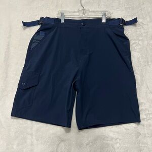 BIRDWELL Beach Britches Men's Medium Navy Blue Board Shorts Slash/Back Pocket